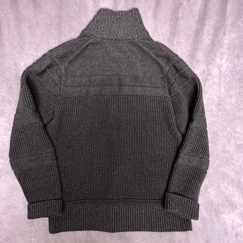 Banana Republic Cardigan Mens L Gray Excellent Snap Front Waffle Knit 969887